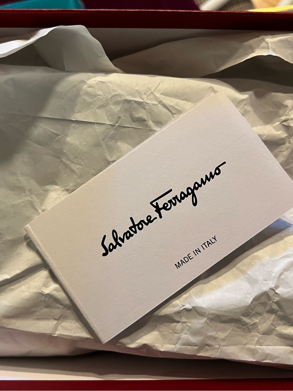 Salvatore Ferragamo Light Blue and Purple Ballet Flats with Red Bow - Picture 12 of 12